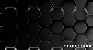 Neon gra bir teknoloji tarzı soyut siyah altıgen desen