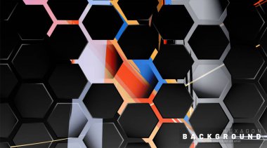 Renkli fırça stili backgroun siyah altıgen soyut desen