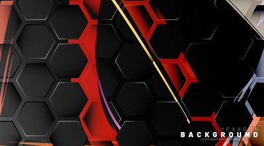 Renkli fırça stili backgroun siyah altıgen soyut desen