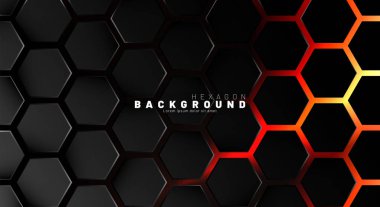 Neon gradyan turuncu backgroun üzerinde soyut siyah altıgen desen