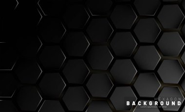 Neon gra bir teknoloji tarzı soyut siyah altıgen desen