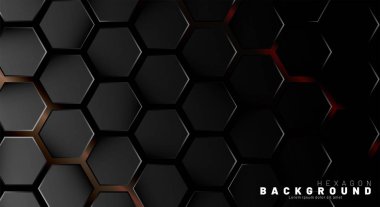 Neon gra bir teknoloji tarzı soyut siyah altıgen desen