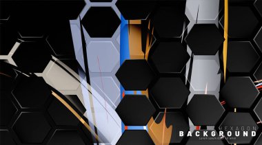 Renkli fırça stili backgroun siyah altıgen soyut desen