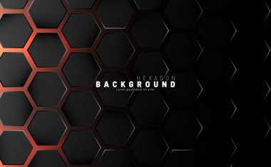 Neon gradyan turuncu backgroun üzerinde soyut siyah altıgen desen