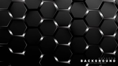 Neon gra bir teknoloji tarzı soyut siyah altıgen desen