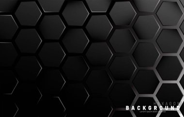 Neon gra bir teknoloji tarzı soyut siyah altıgen desen