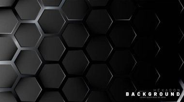 Neon gra bir teknoloji tarzı soyut siyah altıgen desen