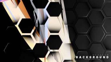 Renkli fırça stili backgroun siyah altıgen soyut desen