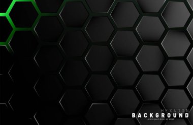 Yeşil neon arka plan technolo soyut siyah altıgen desen