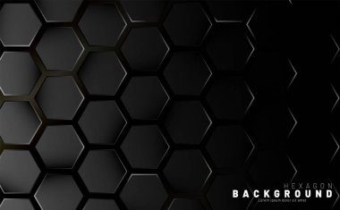 Neon gra bir teknoloji tarzı soyut siyah altıgen desen