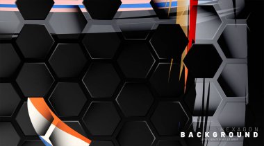 Renkli fırça stili backgroun siyah altıgen soyut desen