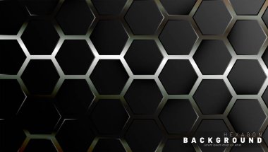 Neon gra bir teknoloji tarzı soyut siyah altıgen desen