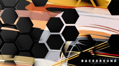 Renkli fırça stili backgroun siyah altıgen soyut desen