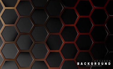 Neon gra bir teknoloji tarzı soyut siyah altıgen desen