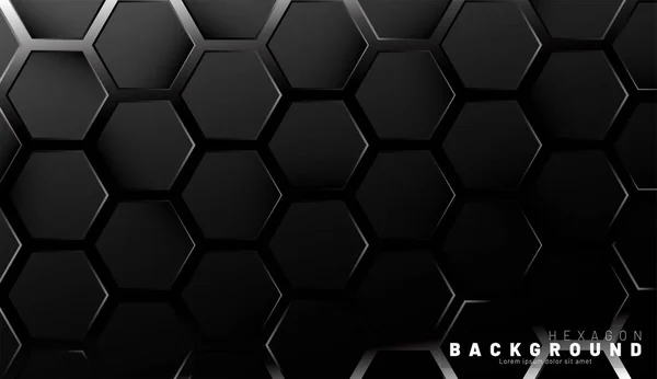 Patrón abstracto de hexágono negro en un estilo de tecnología de neón gra — Archivo Imágenes Vectoriales
