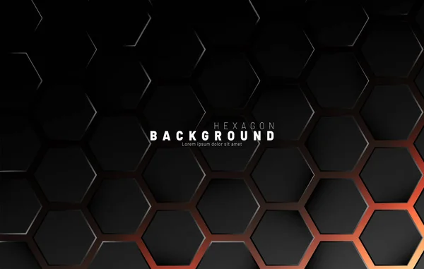 Abstrakt svart Hexagon mönster på Neon gradient orange bakgrunds — Stock vektor