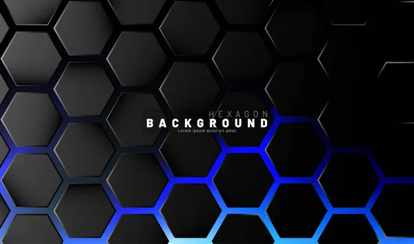 Abstrakt svart Hexagon mönster på blå Neon bakgrund gymnastik — Stock vektor
