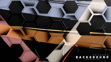 Renkli fırça stili backgroun siyah altıgen soyut desen