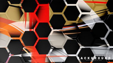 Renkli fırça stili backgroun siyah altıgen soyut desen