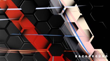 Renkli fırça stili backgroun siyah altıgen soyut desen