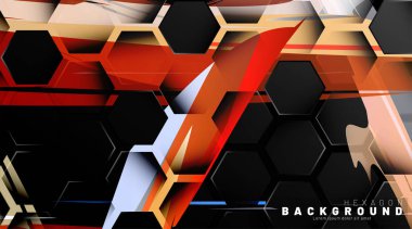 Renkli fırça stili backgroun siyah altıgen soyut desen