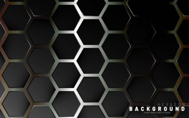 Neon gra bir teknoloji tarzı soyut siyah altıgen desen