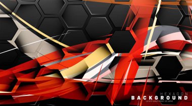 Renkli fırça stili backgroun siyah altıgen soyut desen