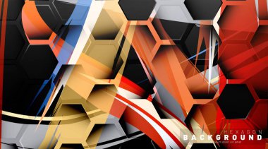 Renkli fırça stili backgroun siyah altıgen soyut desen