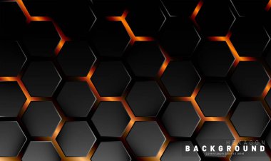 Neon gra bir teknoloji tarzı soyut siyah altıgen desen