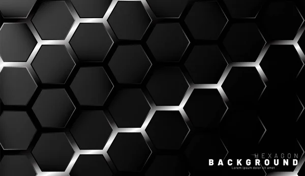 Abstrakcyjny czarny wzór sześciokąt na technologii stylu Neon gra — Wektor stockowy
