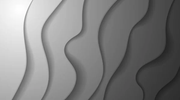 白とグレーのトーンで抽象的な白紙の背景ベクトル、現代の影の概念と重なる波、ウェブテキストやメッセージのためのスペースや本のデザイン — ストックベクタ