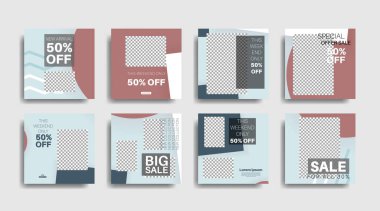 Sosyal medya gönderileri için düzenlenebilen geometrik şekil pankartı şablonu. vektör tasarımı