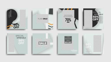 Sosyal medya gönderileri için düzenlenebilen geometrik şekil pankartı şablonu. vektör tasarımı