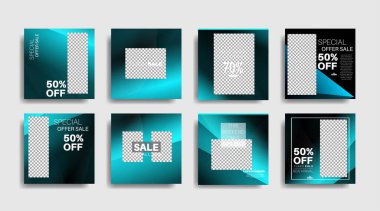 Sosyal medya için modern promosyon kare web pankartı. vektör tasarımı illüstrasyonu