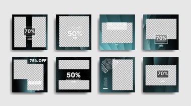 Sosyal medya için modern promosyon kare web pankartı. vektör tasarımı illüstrasyonu