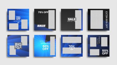 Sosyal medya için modern promosyon kare web pankartı. vektör tasarımı illüstrasyonu