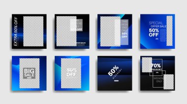 Sosyal medya için modern promosyon kare web pankartı. vektör tasarımı illüstrasyonu