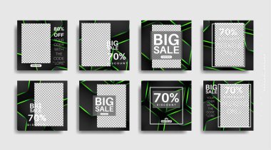 Sosyal medya paylaşımları için modern kare montajlı reklam afişleri. vektör tasarımı illüstrasyonu