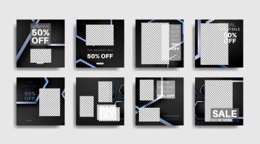 Sosyal medya paylaşımları için modern kare montajlı reklam afişleri. vektör tasarımı illüstrasyonu