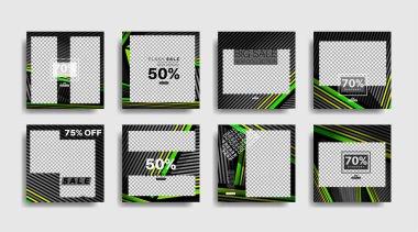 Sosyal medya paylaşımları için modern kare montajlı reklam afişleri. vektör tasarımı illüstrasyonu