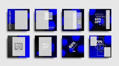 Sosyal medya paylaşımları için modern kare montajlı reklam afişleri. vektör tasarımı illüstrasyonu