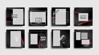 Sosyal medya paylaşımları için modern kare montajlı reklam afişleri. vektör tasarımı illüstrasyonu