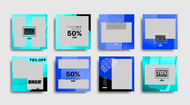 Sosyal medya için modern promosyon kare web pankartı. vektör tasarımı illüstrasyonu