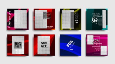 Sosyal medya için modern promosyon kare web pankartı. vektör tasarımı illüstrasyonu