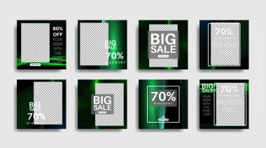 Sosyal medya için modern promosyon kare web pankartı. vektör tasarımı illüstrasyonu