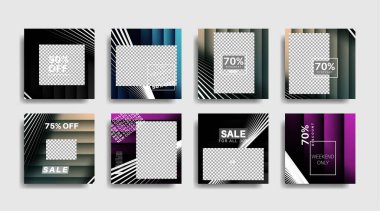 Sosyal medya için modern promosyon kare web pankartı. vektör tasarımı illüstrasyonu