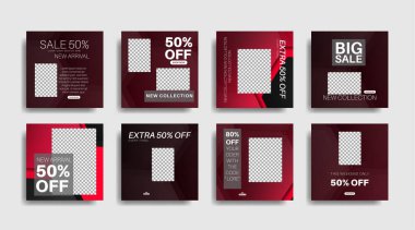 Sosyal medya için modern promosyon kare web pankartı. vektör tasarımı illüstrasyonu