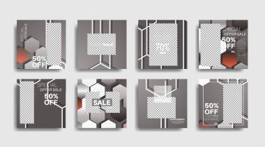 Sosyal medya için modern promosyon kare web pankartı. vektör tasarımı illüstrasyonu