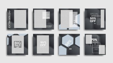 Sosyal medya için modern promosyon kare web pankartı. vektör tasarımı illüstrasyonu