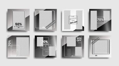 Sosyal medya için modern promosyon kare web pankartı. vektör tasarımı illüstrasyonu